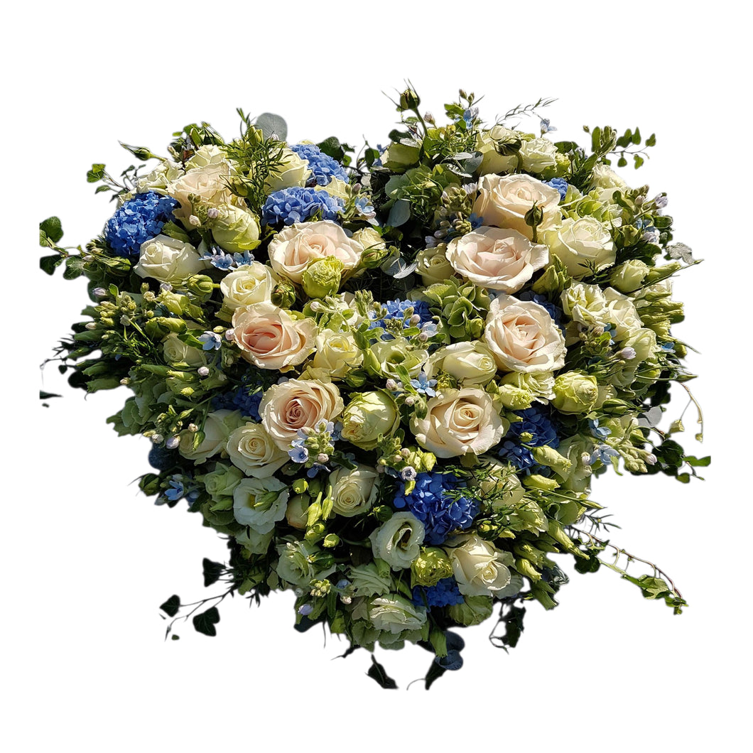 Blz. 37A | Hartvormig los rouwstuk zacht wit & blauw