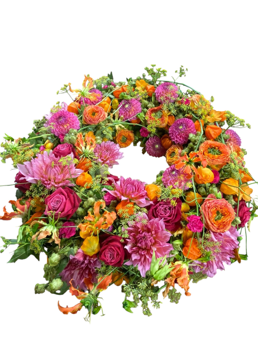 Blz. 35B | Bloemenkrans anjour vrolijke kleurenmix